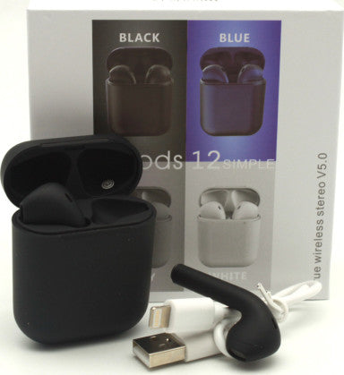 i 12 black Two Airpods Double Wireless Bluetooth Hand Free