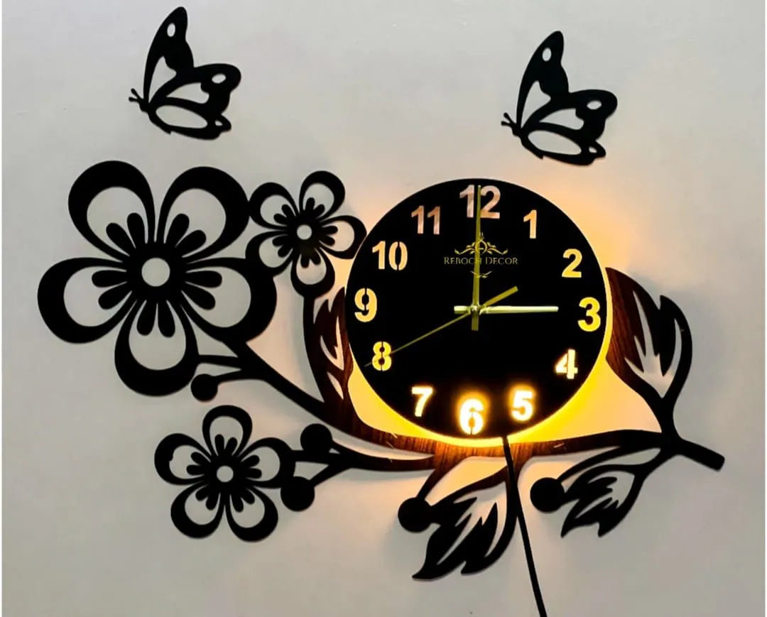 Flower Shaped MDF Wooden Wall Clock