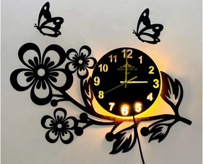 Flower Shaped MDF Wooden Wall Clock