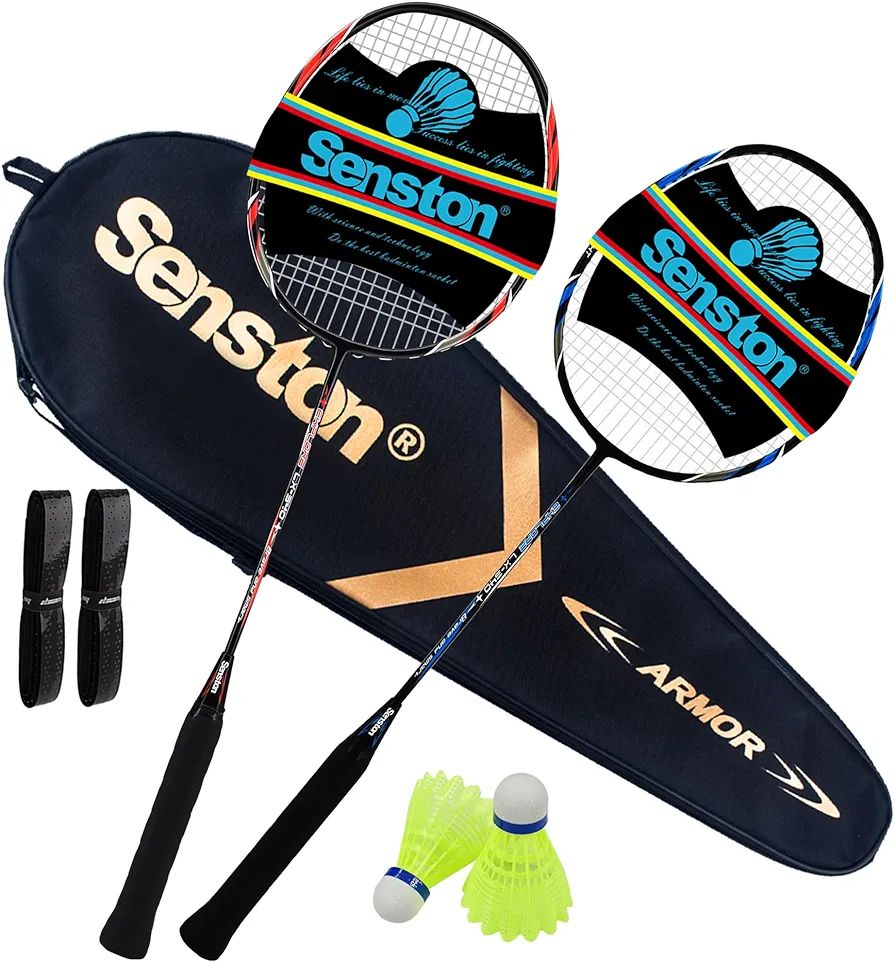 2-Player Carbon Graphite Badminton Racket Set