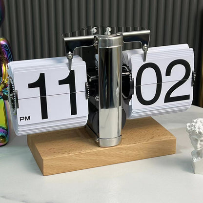 Mechanical Page Turning Clock Desktop