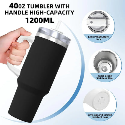 40 Oz Stainless Steel Insulated Sports Tumbler with Straw